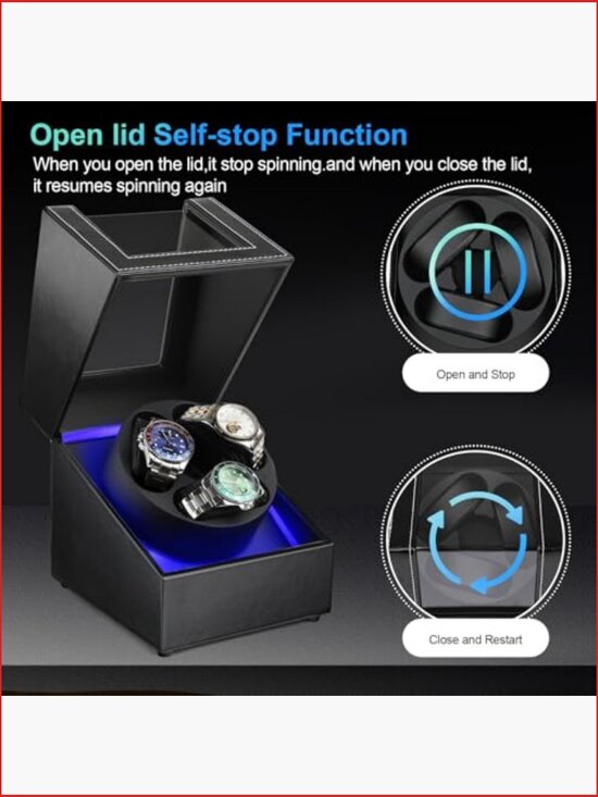 3 Watch Winder with LED Light, Japanese Quiet Motor, 4 Rotation Modes main image 5